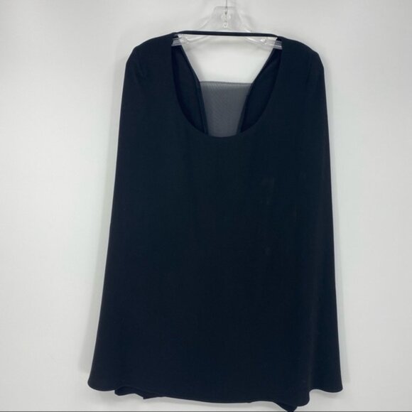 New Maje Decoller cape poncho high neck semisheer lace insert trapeze minidress - Picture 9 of 16